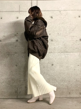 「ゆるゆる」｜「アイテム（MA-1）」を使った、しらこさん（レディース・154cm）の秋コーディネート