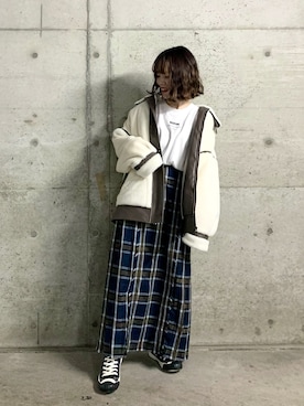 「ゆるゆる」｜「アイテム（ジャケット/アウター）」を使った、しらこさん（レディース・154cm）の秋コーディネート