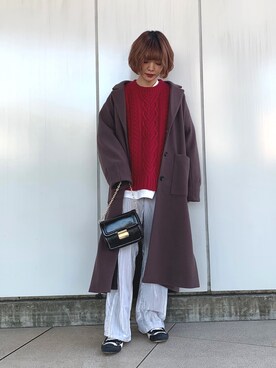 「ゆるカジ」｜「アイテム（ジャケット/アウター）」を使った、しらこさん（レディース・154cm）の冬コーディネート