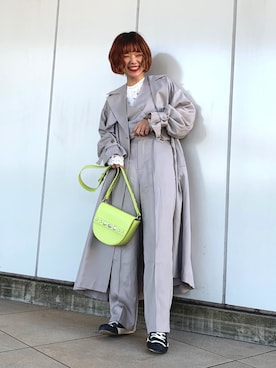 「トレンチ」｜「アイテム（その他）」を使った、しらこさん（レディース・154cm）の冬コーディネート