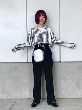 「スリッパ」｜「アイテム（その他）」を使った、しらこさん（レディース・154cm）の冬コーディネート