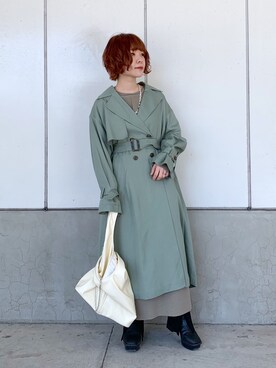 「トレンチ」｜「アイテム（その他）」を使った、しらこさん（レディース・154cm）の春コーディネート