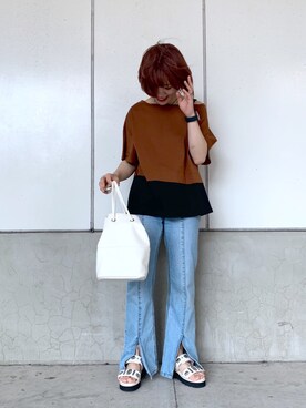 「レイヤード風」｜「アイテム（その他）」を使った、しらこさん（レディース・154cm）の春コーディネート