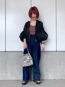 「クリアサンダル」｜「アイテム（その他アウター）」を使った、しらこさん（レディース・154cm）の夏コーディネート