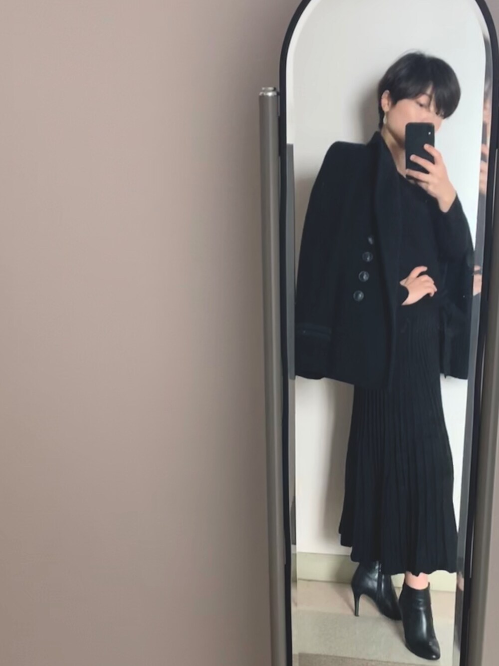 「秋冬コーデ、ニットコーデ、オトナ女子、お洒落さんとつながりたい、ラルフローレン、Ralph Lauren」｜「Denim & Supply Ralph Laurenのアイテム（ピーコート、ブラック系）」を使った、honey_chanさん（レディース・163cm）の秋コーディネートの1枚目の写真