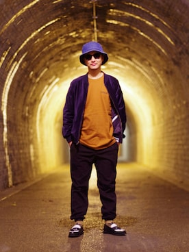 「MYE-DO'（マイ・ドゥ）のアイテム（帽子）」を使った、ⅢⅨⅥⅨさん（メンズ・172cm）の秋コーディネート