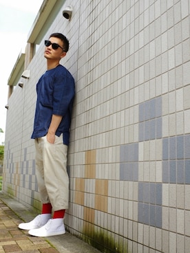 「TOPMAN（トップマン）のアイテム（パンツ）」を使った、ⅢⅨⅥⅨさん（メンズ・172cm）の夏コーディネート