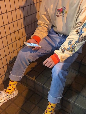 「happysocks」｜Ryuheiさん（メンズ・166cm）の春コーディネート