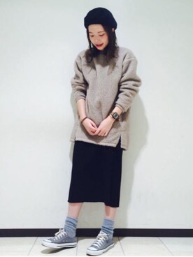 narumiさんの「WOMEN メリノブレンドリブスカート」を使ったコーディネート