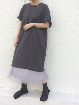 narumiさんの「どんな日も華やか気分にしてくれる　二枚仕立てのチュールプリーツスカート」を使ったコーディネート