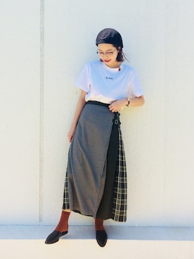 「テラコッタ」｜「アイテム（ハンチング/ベレー帽）」を使った、narumiさん（レディース・168cm）の夏コーディネート