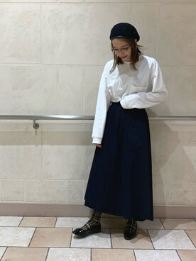 「Kastane（カスタネ）のチノボリュームスカート（スカート）」を使った、narumiさん（レディース・168cm）の秋コーディネート