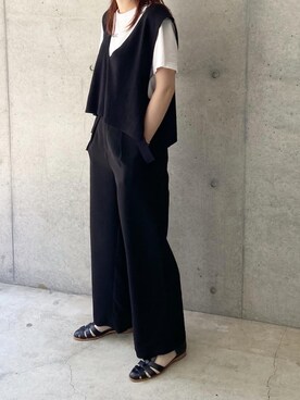 「KBF（ケイビーエフ）のスモールロゴTEE（Tシャツ/カットソー）」を使った、narumiさん（レディース・168cm）の夏コーディネート
