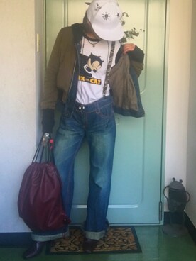 「YEVS（イーブス）のアイテム（ジャケット/アウター）」を使った、takayoさん（レディース・159cm）の冬コーディネート