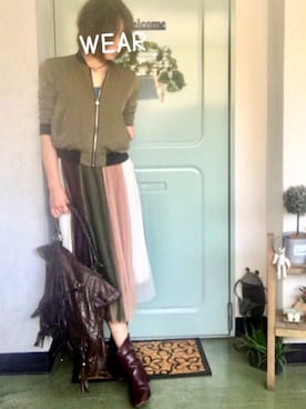 「ヤンチャ」｜「アイテム（ジャケット/アウター）」を使った、takayoさん（レディース・158cm）の秋コーディネート