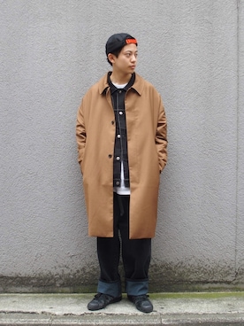 「Gジャン」｜「アイテム（ステンカラーコート）」を使った、kento fujiwara さん（メンズ・166cm）の秋コーディネート