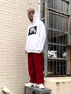 「OBEY」｜「アイテム（パーカー）」を使った、kento fujiwara さん（メンズ・166cm）の冬コーディネート