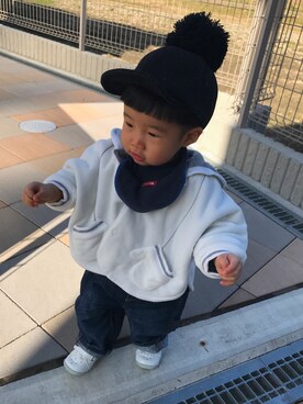 「COMME CA ISM（コムサイズム）のアイテム（ポンチョ）」を使った、gaku10さん（キッズ・80cm）の冬コーディネート