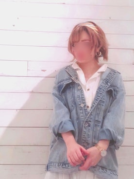 「FREE'S MART（フリーズマート）のアイテム（デニムジャケット）」を使った、あっこさん（レディース・153cm）の春コーディネート