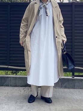 「Libra Cue（リブラ キュー）のアイテム（チェスターコート）」を使った、ともさん（レディース・153cm）の春コーディネート