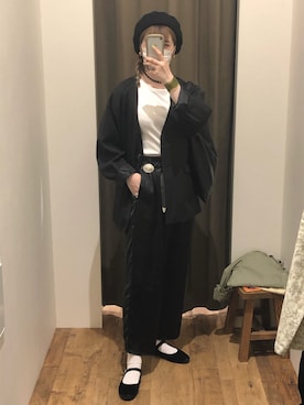 「SVEC（シュベック）のカンフーシューズ kung fu Shoes / ストラップパンプス（バレエシューズ）」を使った、わかめさん（レディース・163cm）の秋コーディネート