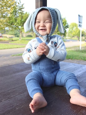 「シリーサイラスのアイテム（レギンス/スパッツ、ブルー系）」を使った、KaiO⭐︎さん（キッズ・120cm）の秋コーディネート