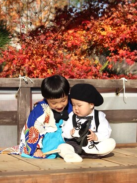 「♡のアイテム（その他、ブルー系）」を使った、KaiO⭐︎さん（キッズ・120cm）の冬コーディネート