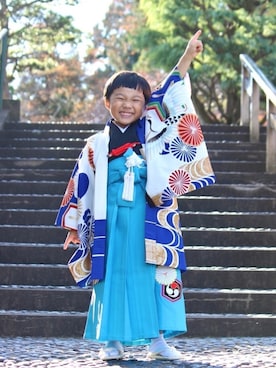 「♡のアイテム（その他、ブルー系）」を使った、KaiO⭐︎さん（キッズ・120cm）の冬コーディネート