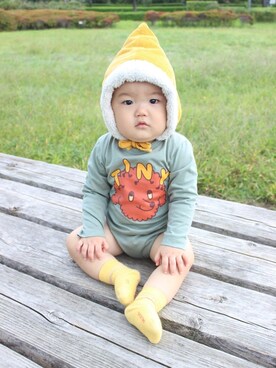 「アイテム（ロンパース、グリーン系）」を使った、KaiO⭐︎さん（キッズ・110cm）の秋コーディネート