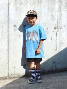 「アイテム（Tシャツ/カットソー、ブルー系）」を使った、KaiO⭐︎さん（キッズ・120cm）の春コーディネート