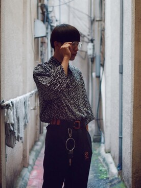 「Handmade（ハンドメイド）のアイテム（キーケース/キーアクセサリー）」を使った、江口さん（メンズ・171cm）の秋コーディネート