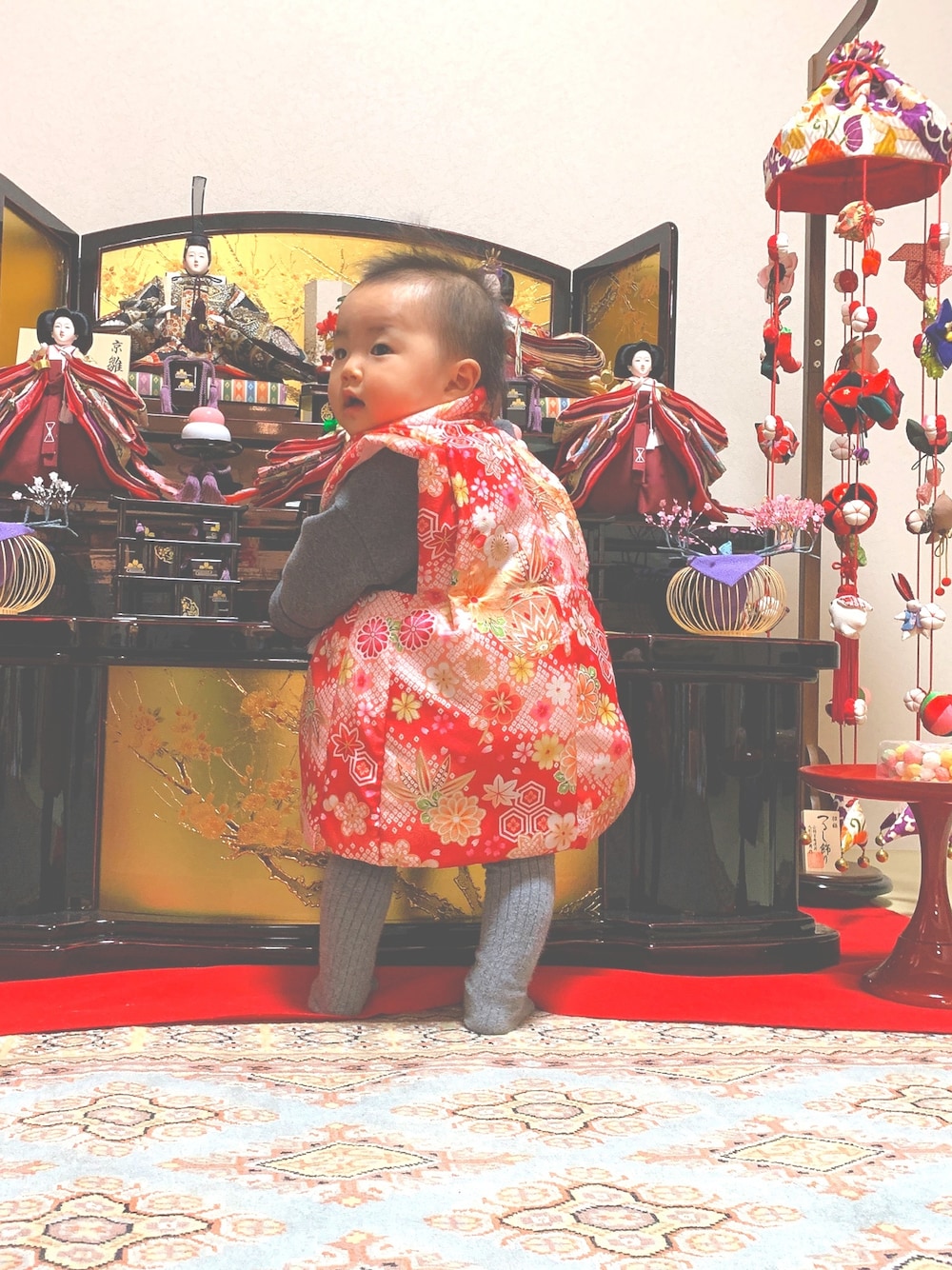 「初節句、女の子、雛祭り」｜「被布のアイテム（その他アウター、レッド系）」を使った、つむちゃんさん（レディース・80cm）の夏コーディネートの1枚目の写真