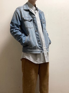「ユニクロU」｜「アイテム（デニムジャケット）」を使った、ないんさん（メンズ・174cm）の冬コーディネート