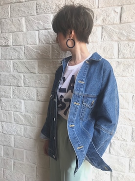 「ASTRAET（アストラット）のアイテム（ジャケット/アウター）」を使った、Mao Shimomiseさん（レディース・162cm）の春コーディネート