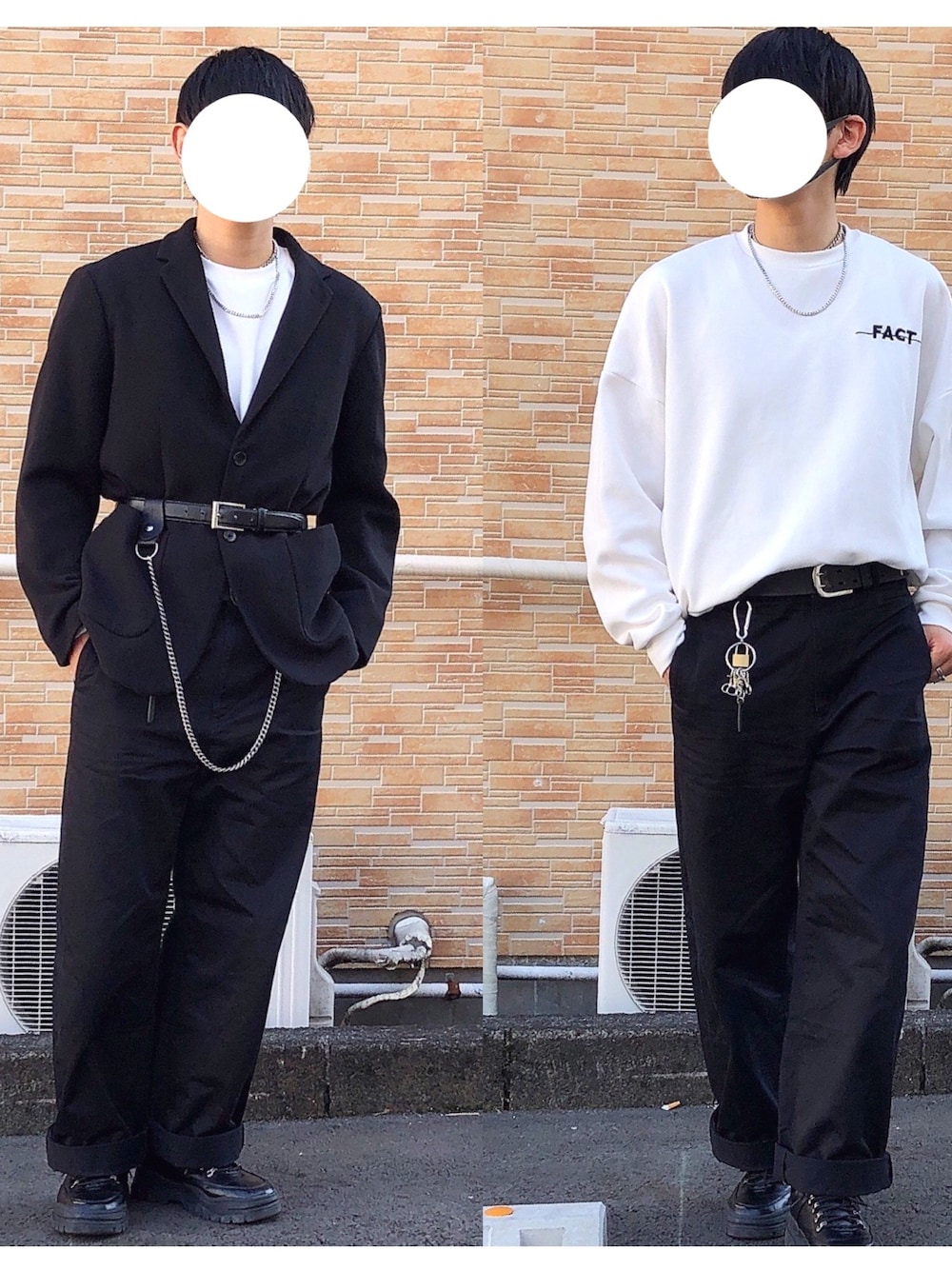 「秋冬コーデ、モード、モノトーン、ビックシルエット、ワイドパンツ、キレイめ、黒、GU、UNIQLO、ゆるコーデ」｜「ISOTOPEのアイテム（スニーカー、ブラック系）」を使った、summerさん（メンズ・178cm）の秋コーディネートの1枚目の写真