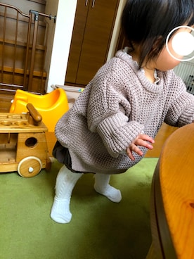 「アイテム（レッグウェア）」を使った、もしゃもしゃさん（キッズ・70cm）の冬コーディネート