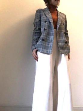 「チェックジャケット」｜「アイテム（サロペット/オーバーオール）」を使った、⭐️KAoRI⭐️さん（レディース・160cm）の冬コーディネート
