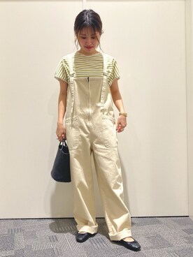 「EKAL（エカル）のアイテム（オールインワン・サロペット）」を使った、emariさん（レディース・152cm）の春コーディネート