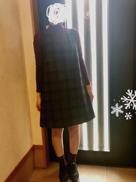 「archives（アルシーヴ）のアイテム（ジャンパースカート）」を使った、mofmoさん（レディース・160cm）の冬コーディネート