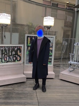 「INHERIT（インヘリット）のアイテム（チェスターコート）」を使った、Katsutoshi Sasakiさん（メンズ・168cm）の春コーディネート
