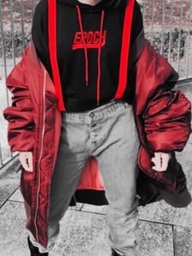 「vetements」｜「アイテム（ダウンジャケット/コート）」を使った、HANオミさん（レディース・151cm）の冬コーディネート