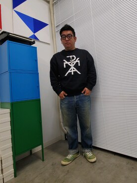 「Gosha Rubchinskiy（ゴーシャラブチンスキー）のアイテム（スウェット）」を使った、Kouichicさん（メンズ・170cm）の秋コーディネート