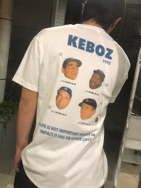 「kebozのアイテム（T Shirts、ホワイト系）」を使った、サ🔰さん（レディース・153cm）の春コーディネート