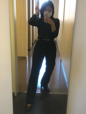 「お母さんののアイテム（Tops、ブラック系）」を使った、サ🔰さん（レディース・153cm）の春コーディネート
