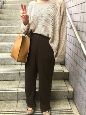 「GU（ジーユー）のアイテム（Tops、ベージュ系）」を使った、サ🔰さん（レディース・153cm）の夏コーディネート