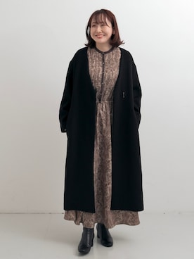 「URBAN RESEARCH Sonny Label（アーバンリサーチサニーレーベル）のアイテム（ノーカラージャケット）」を使った、satoさん（レディース・156cm）の冬コーディネート