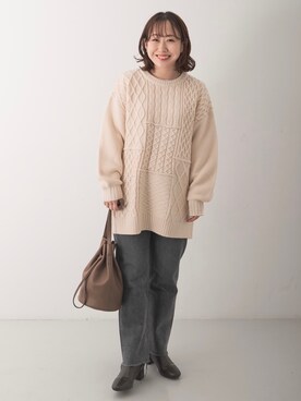 「Moname（モナーム）のアイテム（パンツ）」を使った、satoさん（レディース・156cm）の冬コーディネート