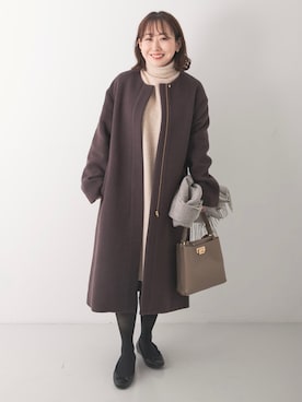 「URBAN RESEARCH Sonny Label（アーバンリサーチサニーレーベル）のアイテム（ノーカラージャケット）」を使った、satoさん（レディース・156cm）の冬コーディネート