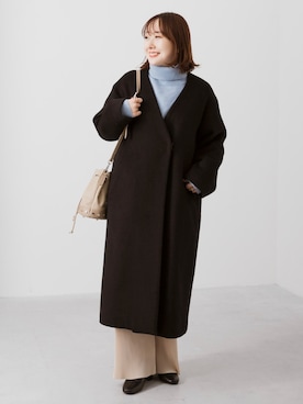 「URBAN RESEARCH Sonny Label（アーバンリサーチサニーレーベル）のアイテム（ノーカラージャケット）」を使った、satoさん（レディース・156cm）の冬コーディネート