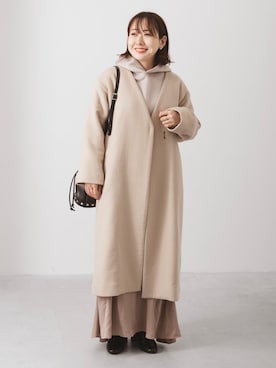 「URBAN RESEARCH Sonny Label（アーバンリサーチサニーレーベル）のアイテム（ノーカラージャケット）」を使った、satoさん（レディース・156cm）の冬コーディネート